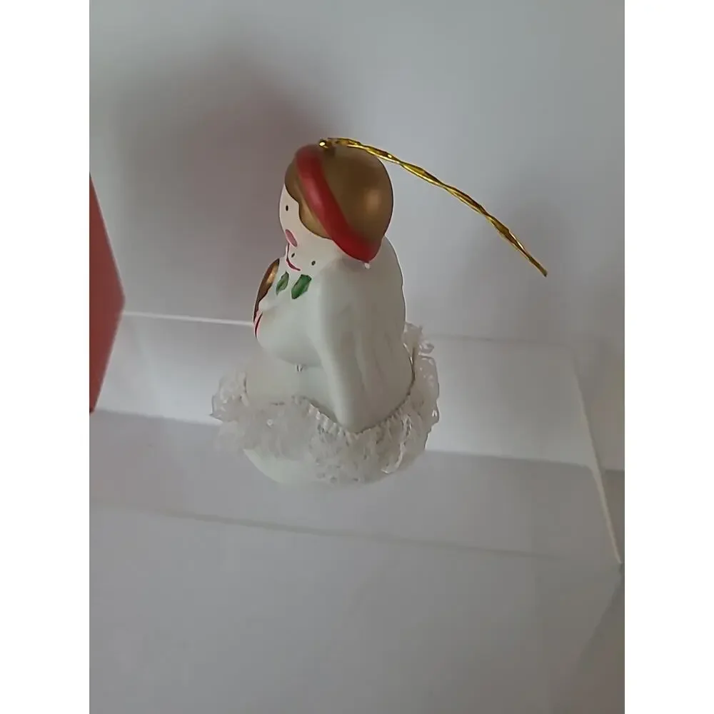 Jolly Jingles Handpainted Porcelin Bisque Collector Bell Ornament Angel In Box